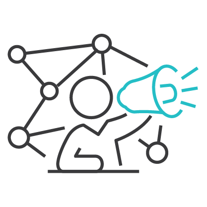 Network of people with bullhorn